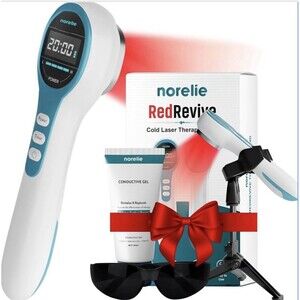 norelie RedRevive Cold Laser Therapy Wand Set w/ Stand Gel Glasses, Adapter